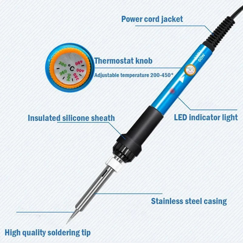 Adjustable Temperature Electric Soldering Iron 110V(US plug) /220V(EU Plug) 60W Soldering Iron Welding Solder Repair Tool