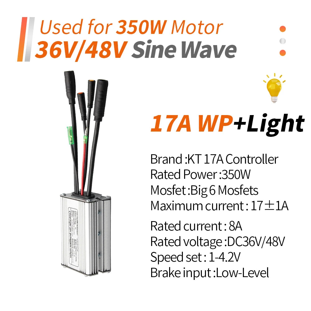 Ebike KT Controller 36V/48V LCD3 LCD4 LCD5 Display SM Waterproof Plug Electric Bicycle Squarewave Controller Conversion