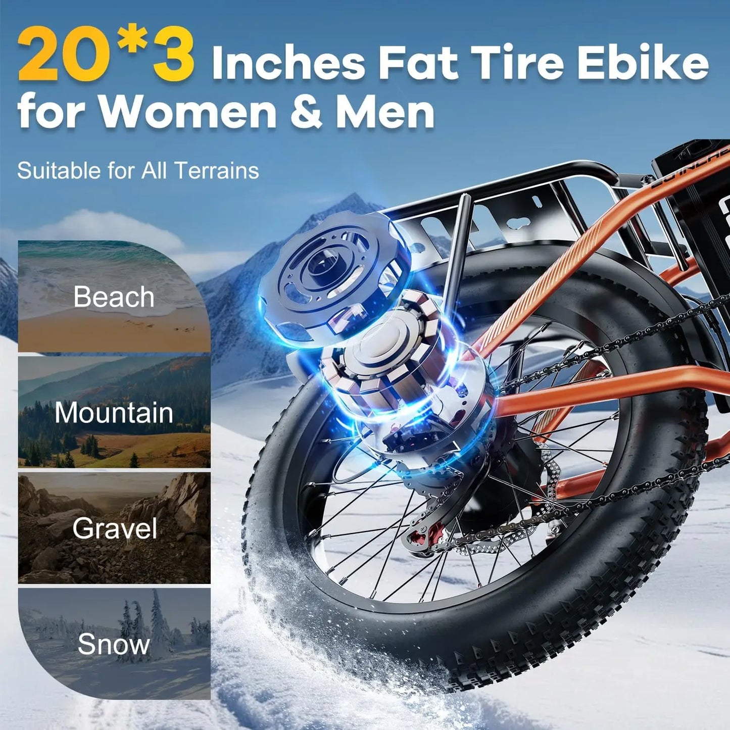 1000W Folding Electric Bike,48V 20.8AH Removable Battery EBike,30+MPH,80 Miles Max Range Electric Bike for Adults, 20" Fat Tire