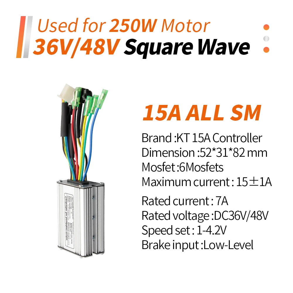 Ebike KT Controller 36V/48V LCD3 LCD4 LCD5 Display SM Waterproof Plug Electric Bicycle Squarewave Controller Conversion