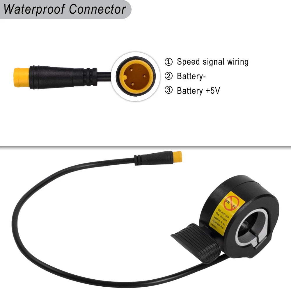 Electric Bike 130X Thumb Throttle 24V 36V 48V 60V 72V 3pin Waterproof Connector Ebikes Right/Left Hand Finger Throttle Accessory