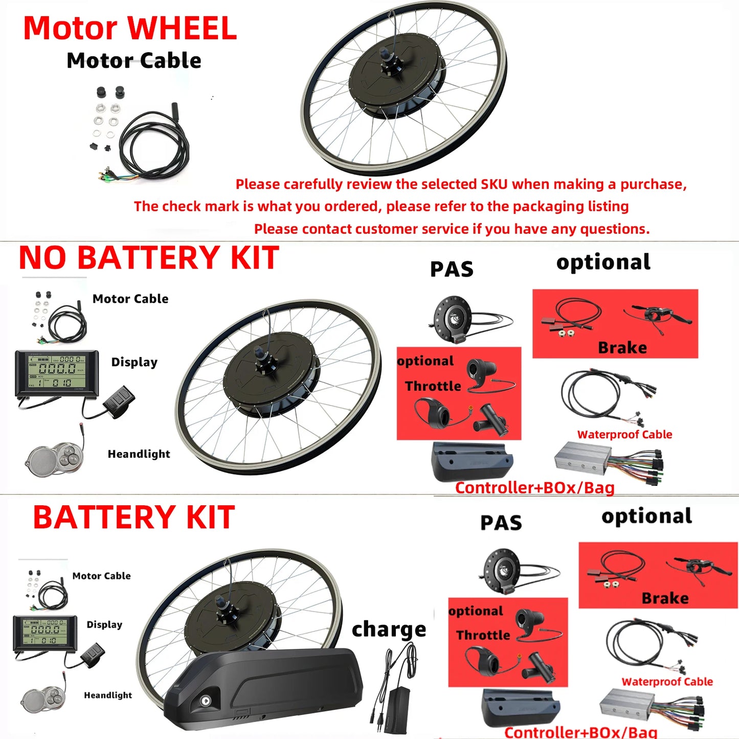 Electric Bike Conversion Kit with Battery 26''27.5 29 700C 48V 500/2000W Rear Brushless Hub Motor Wheel electric bicycle Ebike