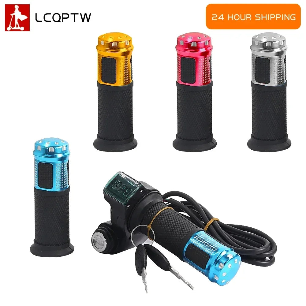 12V-90V Twist Throttle Accelerator for Electric Bike Scooter Throttle with Led Digital Display Indicator Key Switch Accessories