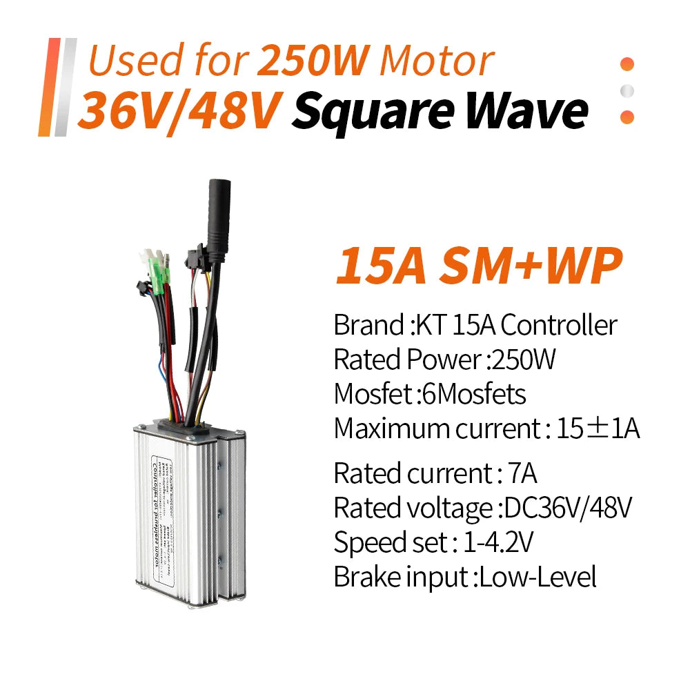Ebike KT Controller 36V/48V LCD3 LCD4 LCD5 Display SM Waterproof Plug Electric Bicycle Squarewave Controller Conversion