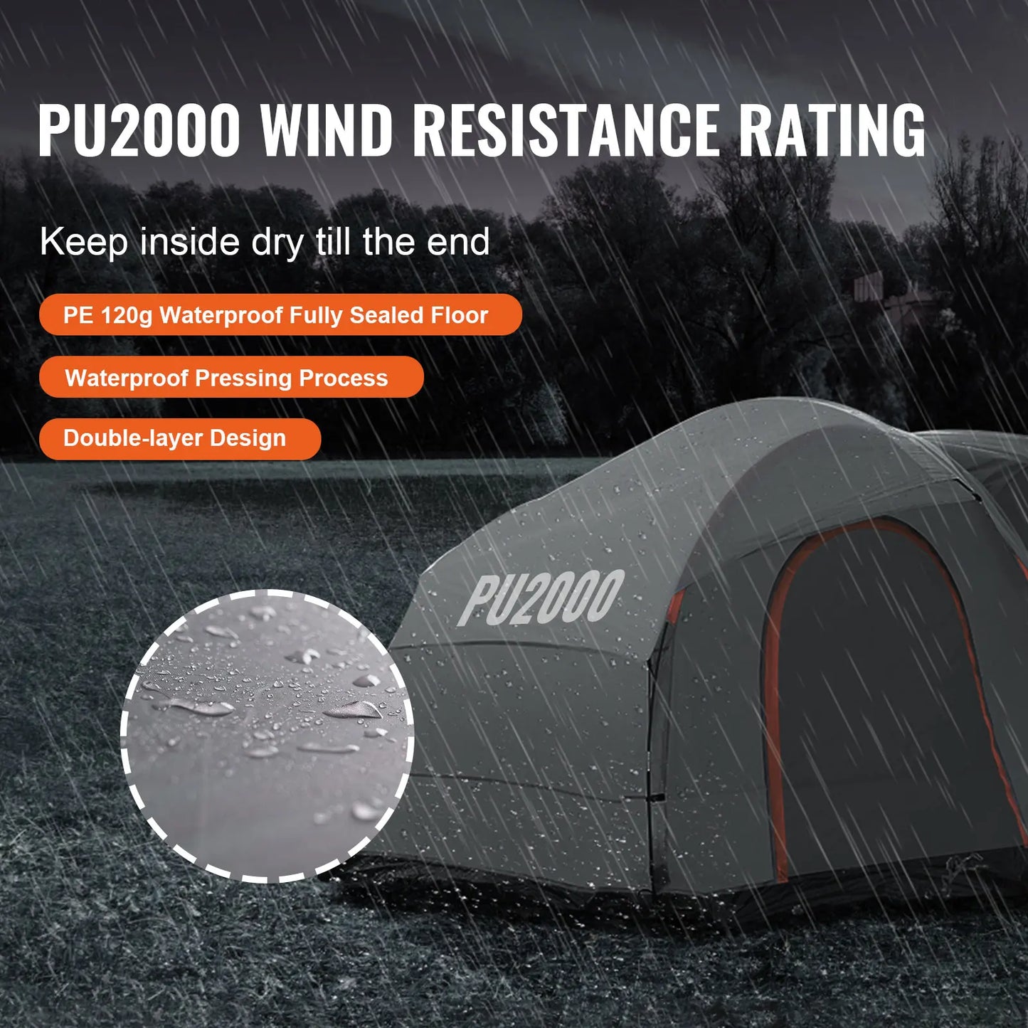 SucceBuy SUV Camping Tent 8'-8' SUV Tent Attachment for Camping with Rain Layer and Carry Bag PU2000mm Double Layer Truck Tent