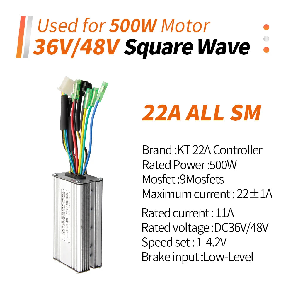 Ebike KT Controller 36V/48V LCD3 LCD4 LCD5 Display SM Waterproof Plug Electric Bicycle Squarewave Controller Conversion