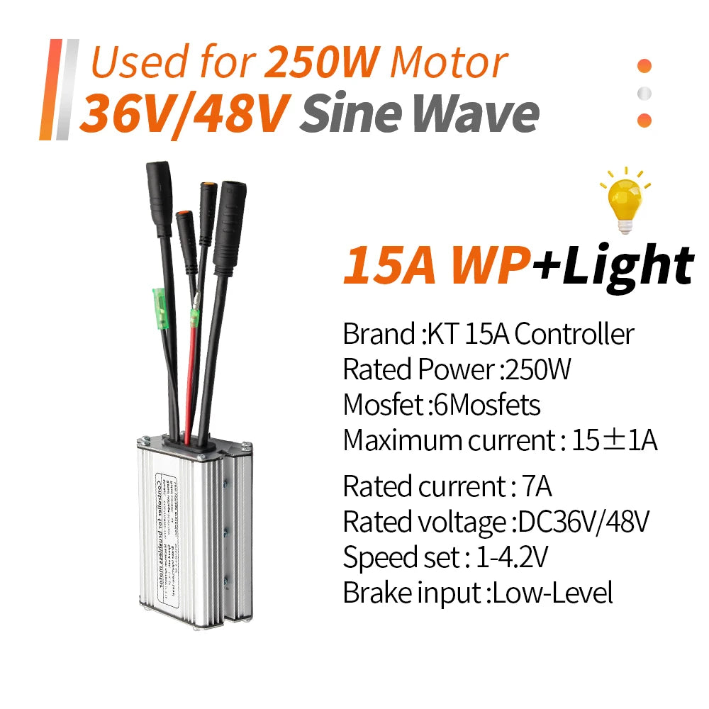 Ebike KT Controller 36V/48V LCD3 LCD4 LCD5 Display SM Waterproof Plug Electric Bicycle Squarewave Controller Conversion