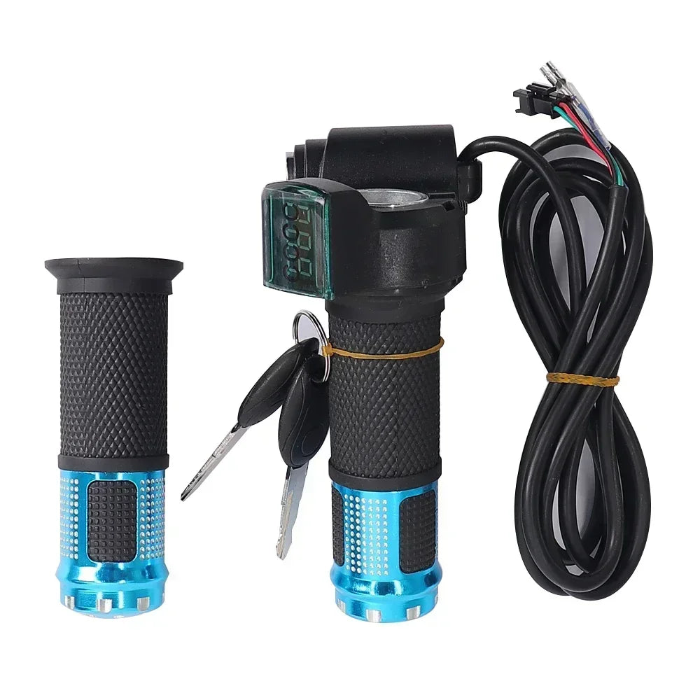 12V-90V Twist Throttle Accelerator for Electric Bike Scooter Throttle with Led Digital Display Indicator Key Switch Accessories
