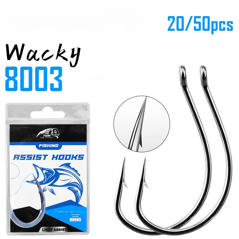 20/50Pcs 8003 Lure Fishhook 3#-3/0# Fishing Hooks High Carbon Steel Barbed Soft Bait Worm Hooks for Carp Fishing Accessories
