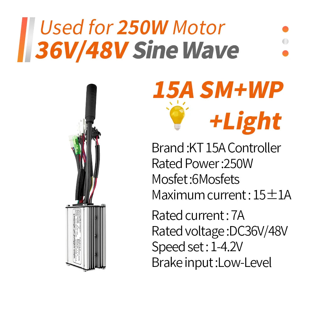 Ebike KT Controller 36V/48V LCD3 LCD4 LCD5 Display SM Waterproof Plug Electric Bicycle Squarewave Controller Conversion