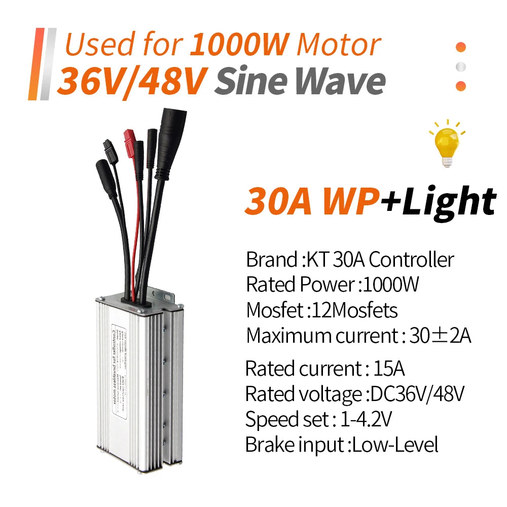 Ebike KT Controller 36V/48V LCD3 LCD4 LCD5 Display SM Waterproof Plug Electric Bicycle Squarewave Controller Conversion