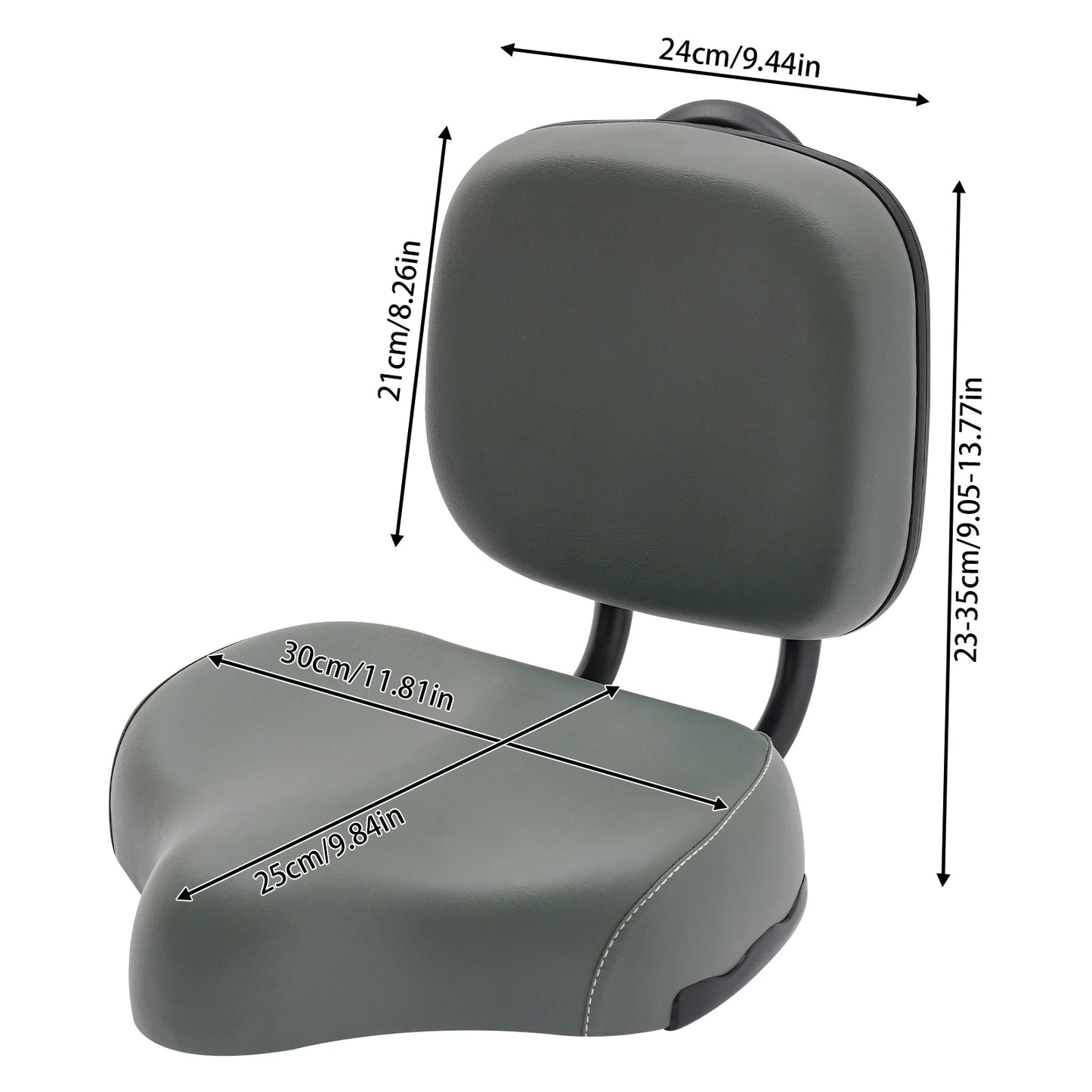 Comfortable Bike Seat with Backrest Tricycle Mountain Bike Electric Bikes Seat Cushion Extra Wide Saddle Seat Orange/Gray