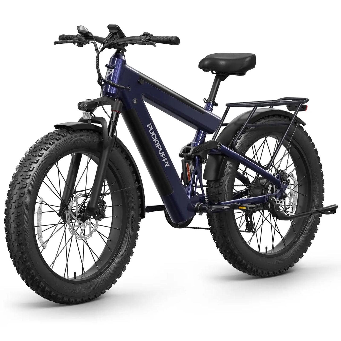 PUCKIPUPPY Electric Mountain Bike 1350W 48V 30AH Dual Battery Ebike 26" Fat Tire 130 Miles Long Range Full Suspension E bike