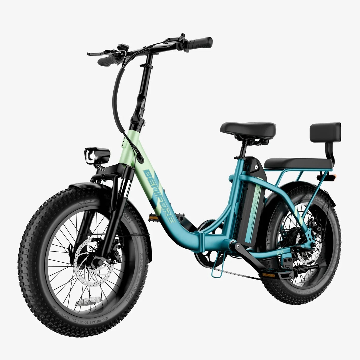 Luckeep C23 20"x3" Folding Electric Bike Peak 1200W,720Wh,Top 28 Mph,Max 65 Mile,Max Load 265Ibs, With Mini Sofa Back Seat,New