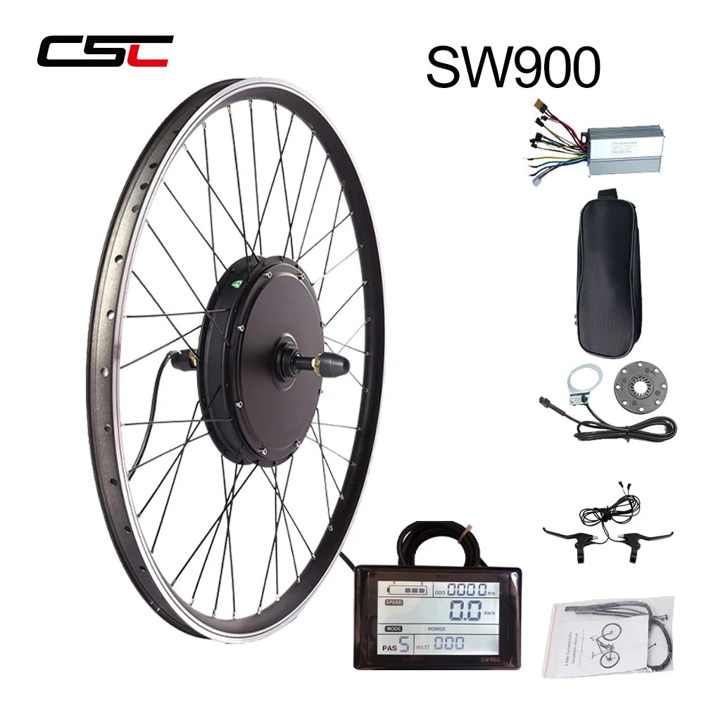 CSC 48V 1000W/1500W Gearless Electric bike Conversion Kit EBike 20" 24" 26" 27.5" 29"MTB Front Rear Hub Motor bicycle Wheel kit