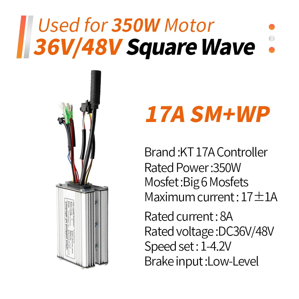 Ebike KT Controller 36V/48V LCD3 LCD4 LCD5 Display SM Waterproof Plug Electric Bicycle Squarewave Controller Conversion
