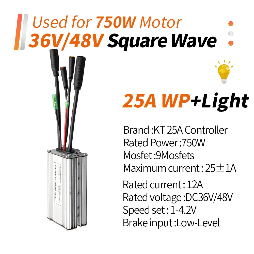 Ebike KT Controller 36V/48V LCD3 LCD4 LCD5 Display SM Waterproof Plug Electric Bicycle Squarewave Controller Conversion