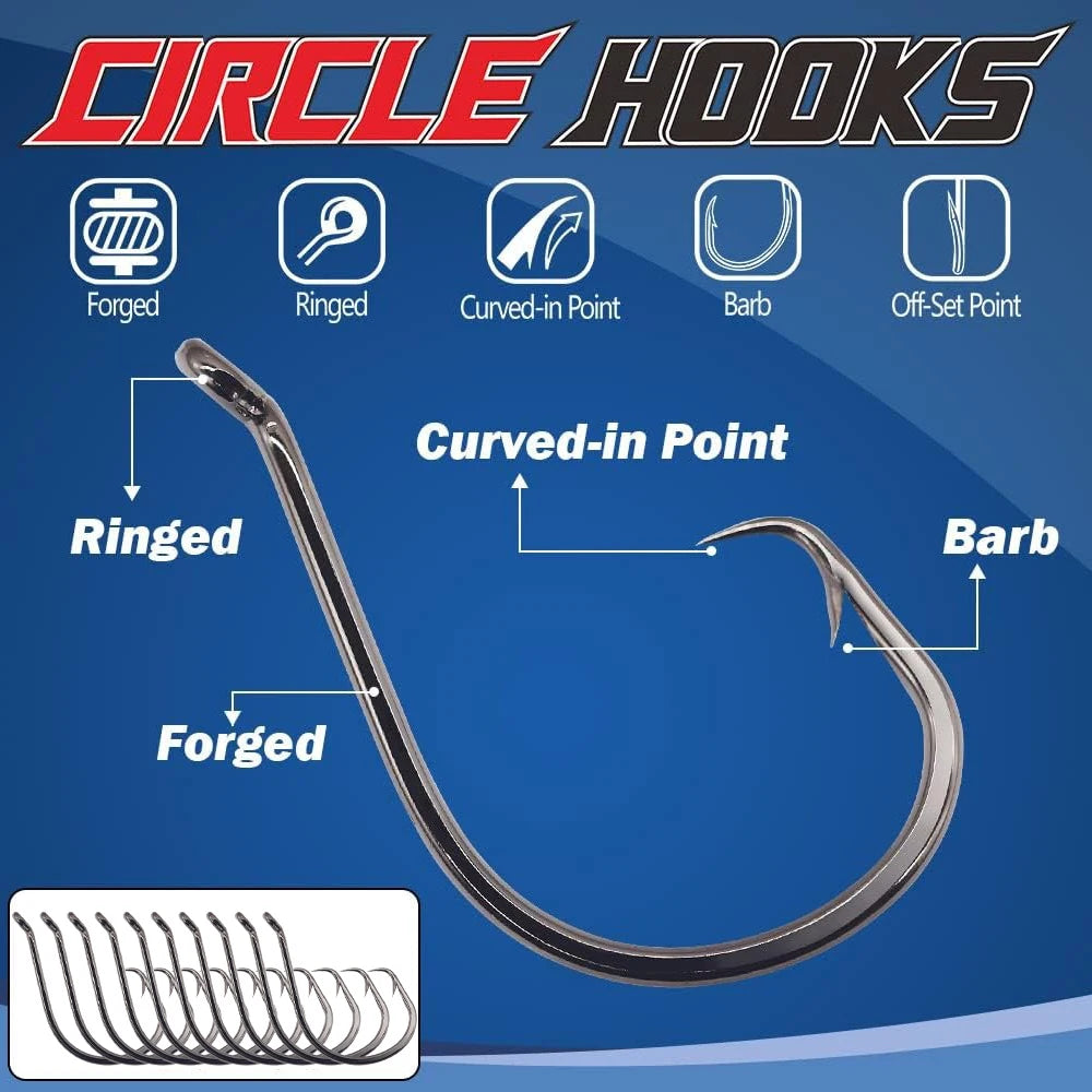 20PCS Inclined Circular Hook 7385 Strength Angle Sharp Olecranon Barbed Gear Soft Lure Octopus Fishing Tackle Circle Fishhook