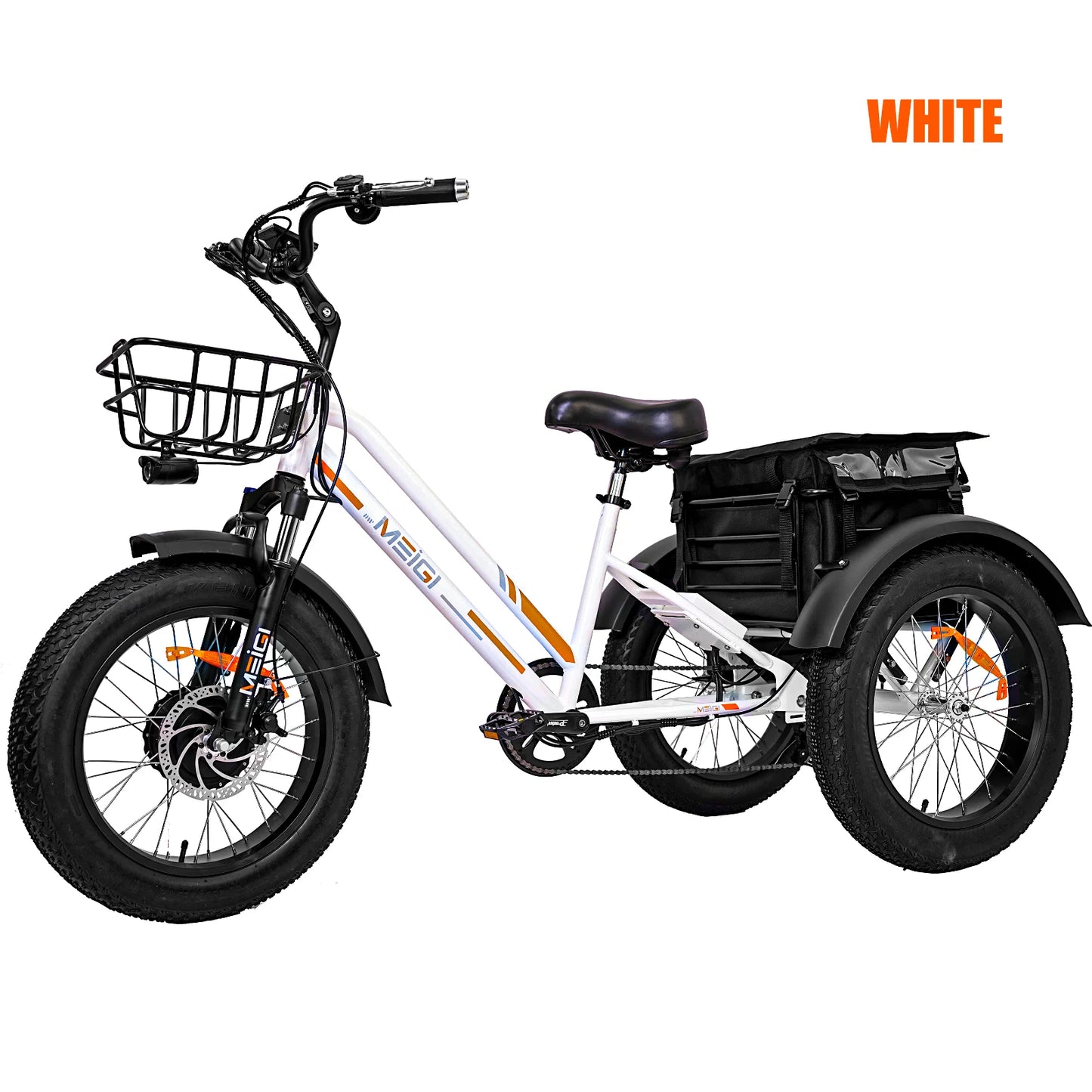 24 Inch 3 Wheel Fat Tire Electric Cargo Bike Mountain For Men 48v 750w Powerful Electric Tricycle For Adults Lithium Battery