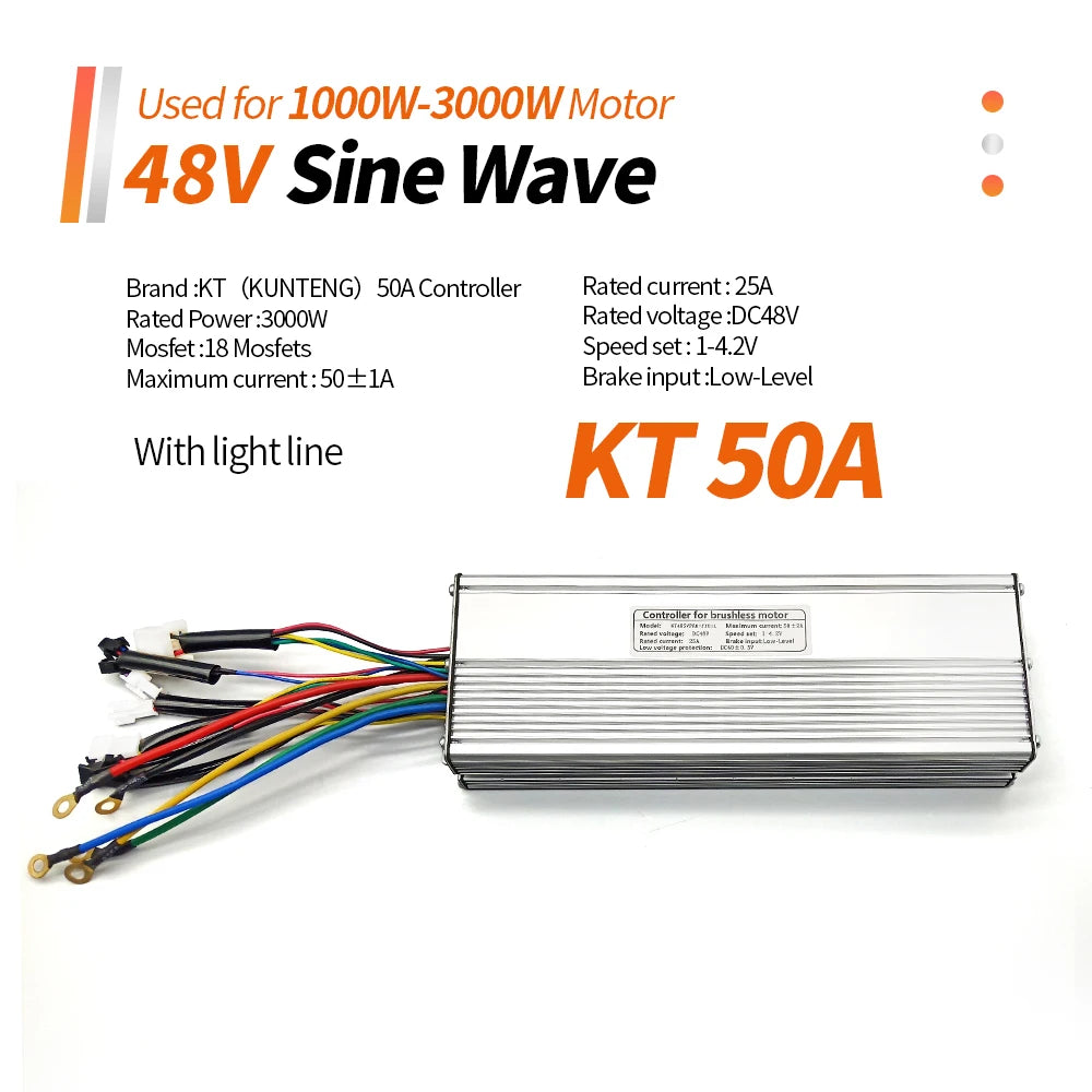 Ebike KT Controller 36V/48V LCD3 LCD4 LCD5 Display SM Waterproof Plug Electric Bicycle Squarewave Controller Conversion