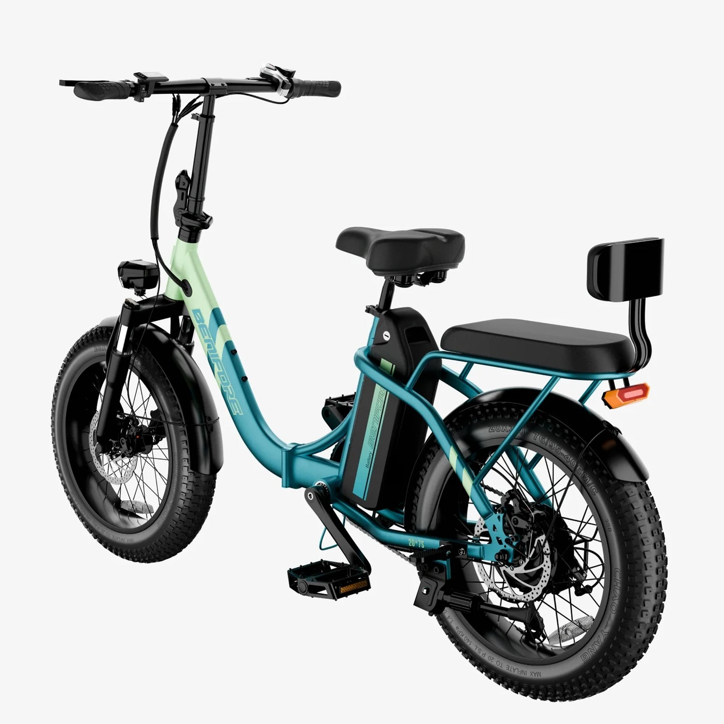 Luckeep C23 20"x3" Folding Electric Bike Peak 1200W,720Wh,Top 28 Mph,Max 65 Mile,Max Load 265Ibs, With Mini Sofa Back Seat,New