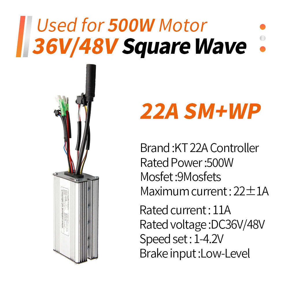 Ebike KT Controller 36V/48V LCD3 LCD4 LCD5 Display SM Waterproof Plug Electric Bicycle Squarewave Controller Conversion