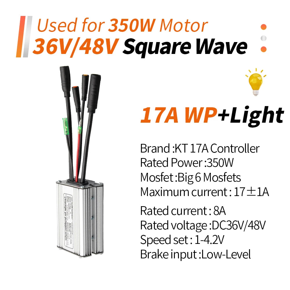 Ebike KT Controller 36V/48V LCD3 LCD4 LCD5 Display SM Waterproof Plug Electric Bicycle Squarewave Controller Conversion