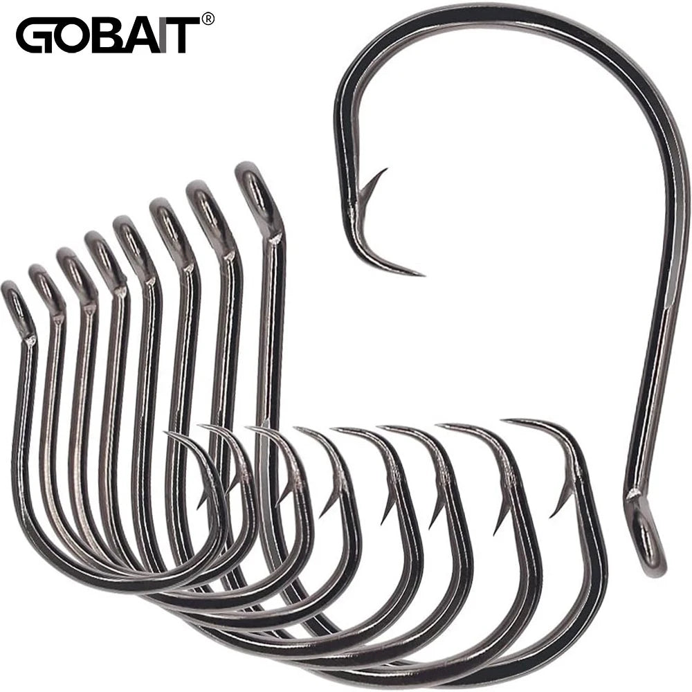 20PCS Inclined Circular Hook 7385 Strength Angle Sharp Olecranon Barbed Gear Soft Lure Octopus Fishing Tackle Circle Fishhook