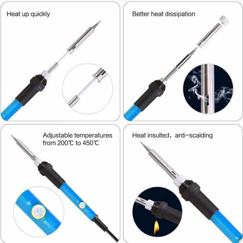 Adjustable Temperature Electric Soldering Iron 110V(US plug) /220V(EU Plug) 60W Soldering Iron Welding Solder Repair Tool