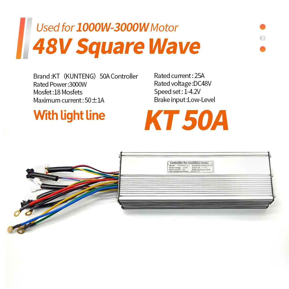 Ebike KT Controller 36V/48V LCD3 LCD4 LCD5 Display SM Waterproof Plug Electric Bicycle Squarewave Controller Conversion
