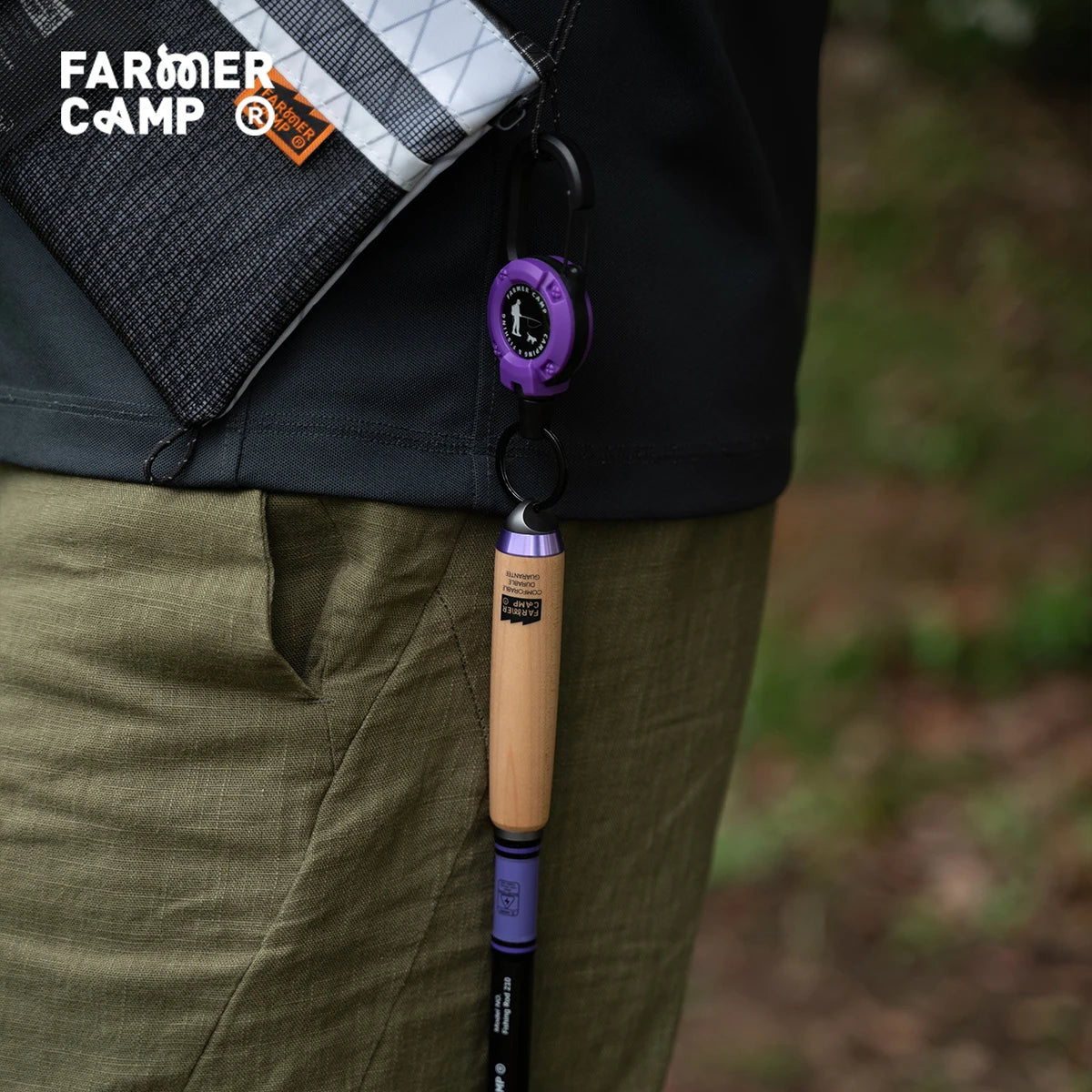 Outdoor fishing retractable buckle purple camping hiking backpack multi-functional small object fishing hook