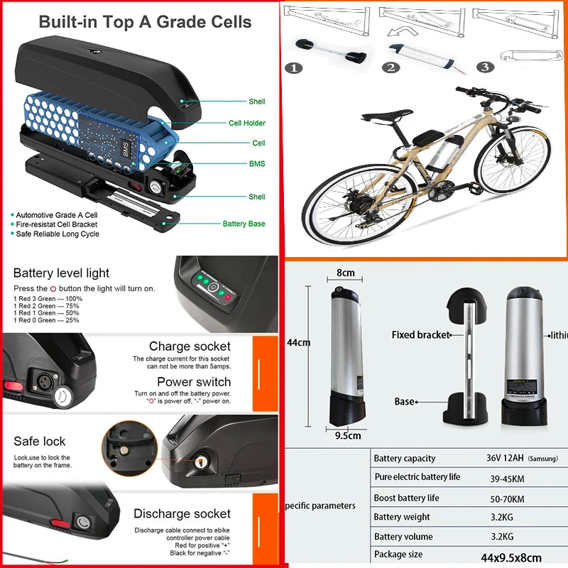 BAFANG Jueshuai Electric Bike kit with Battery 15Ah electric bicycle kit 20 26'' 27.5 700C Front Rear Electric Wheel Hub Motor