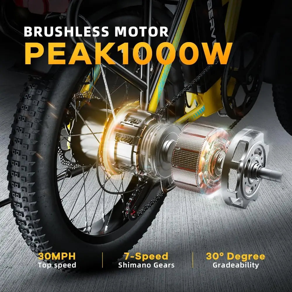1000W Folding Electric Bike,48V 20.8AH Removable Battery EBike,30+MPH,80 Miles Max Range Electric Bike for Adults, 20" Fat Tire