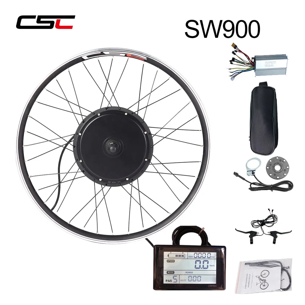 CSC 48V 1000W/1500W Gearless Electric bike Conversion Kit EBike 20" 24" 26" 27.5" 29"MTB Front Rear Hub Motor bicycle Wheel kit