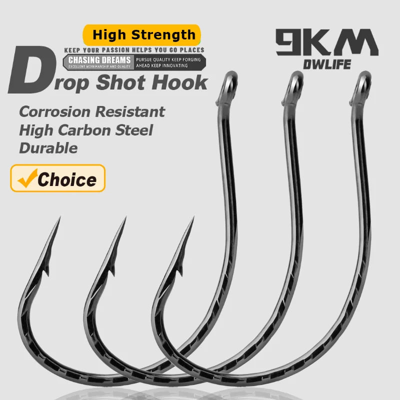 Drop Shot Hook Bass Fishing Hooks 50~200Pcs Drop Shot Rig Worm Hook High Carbon Steel Freshwater Fishing for Carp Perch Catfish