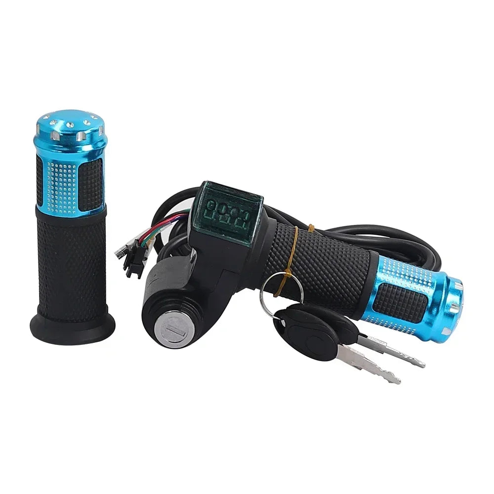 12V-90V Twist Throttle Accelerator for Electric Bike Scooter Throttle with Led Digital Display Indicator Key Switch Accessories