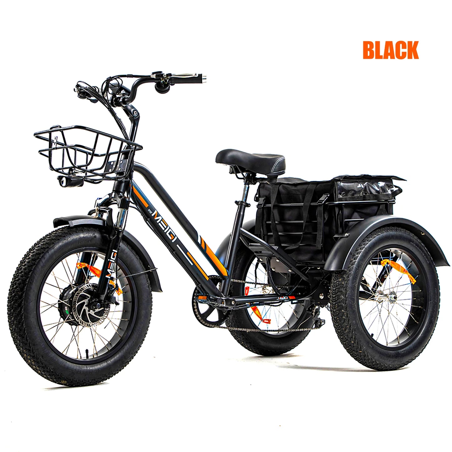 24 Inch 3 Wheel Fat Tire Electric Cargo Bike Mountain For Men 48v 750w Powerful Electric Tricycle For Adults Lithium Battery