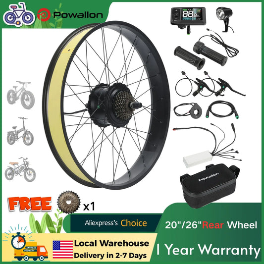 Fat Tire Electric Bike Conversion Kit - 20"/26" 750W Rear Hub Motor E-Bike Complete Kit, Cruise Control & Multi-Drive Mode
