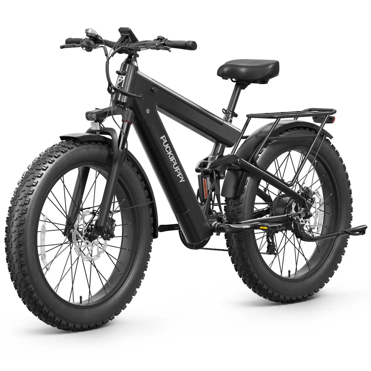 PUCKIPUPPY Electric Mountain Bike 1350W 48V 30AH Dual Battery Ebike 26" Fat Tire 130 Miles Long Range Full Suspension E bike