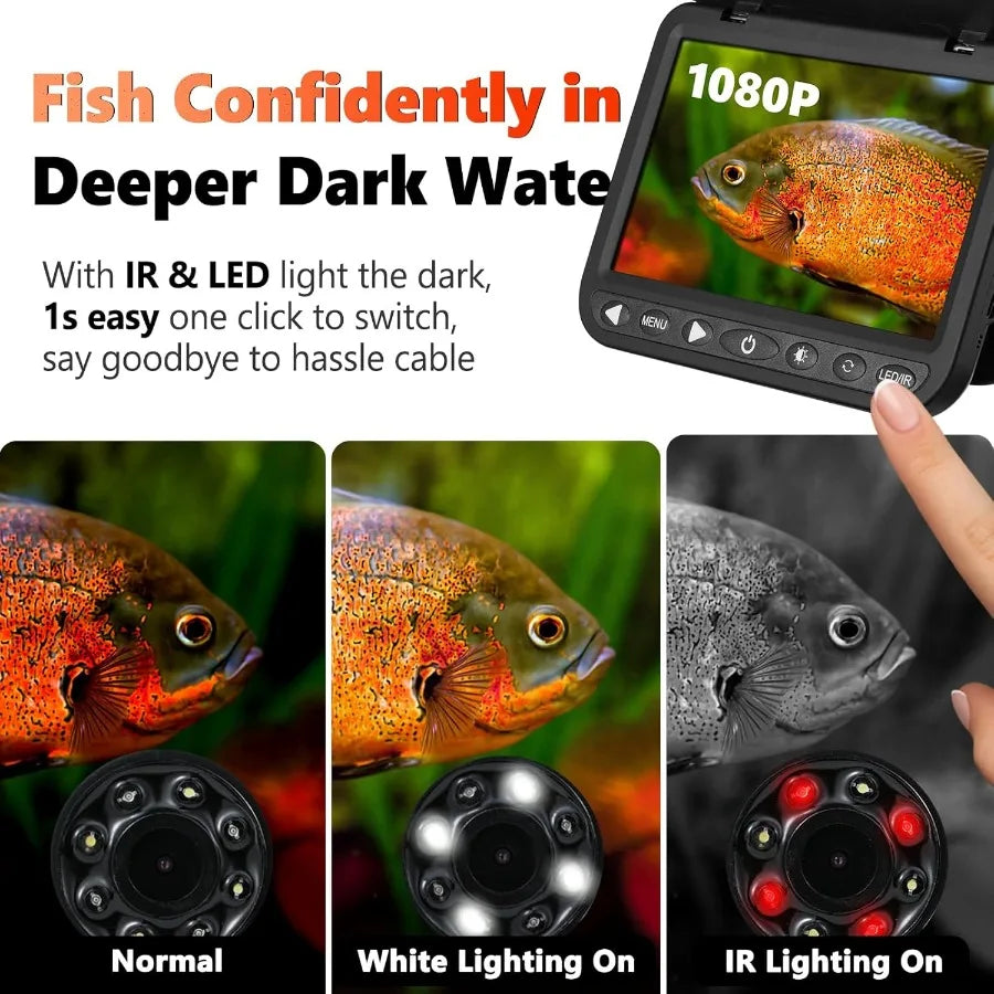 FishPRO Underwater Fishing Camera HD1080P 7'' IPS 10 000mAh No Need Learn Night Light Vision Ice Fishing Camera Underwater Ice