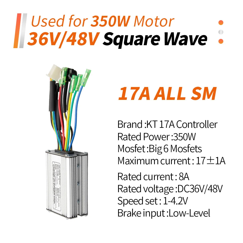 Ebike KT Controller 36V/48V LCD3 LCD4 LCD5 Display SM Waterproof Plug Electric Bicycle Squarewave Controller Conversion