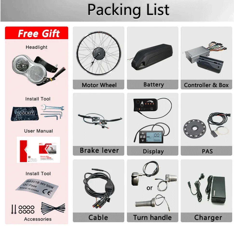 BAFANG Jueshuai Electric Bike kit with Battery 15Ah electric bicycle kit 20 26'' 27.5 700C Front Rear Electric Wheel Hub Motor