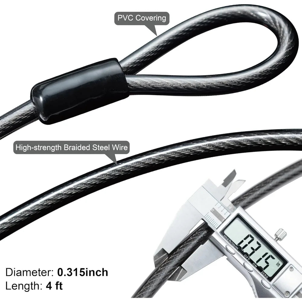 Bike U-Lock with Cable, Heavy Duty Anti-Theft Bicycle U Locks with 8mm Braided Steel and 3 Keys, 4ft Length Security Cable for