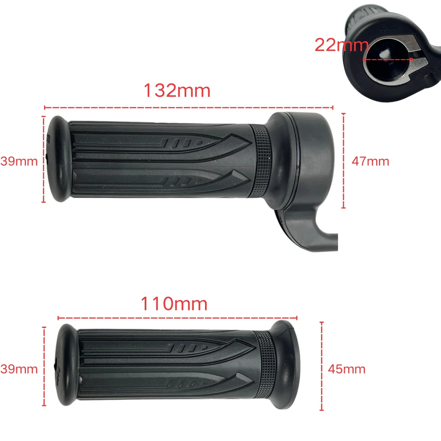 WUXING 20X Full Twist Throttle E-Bike Right Handle Throttle 24V 36V 48V 60V 72V SM Connector for Ebike or Escooter Motorcycle