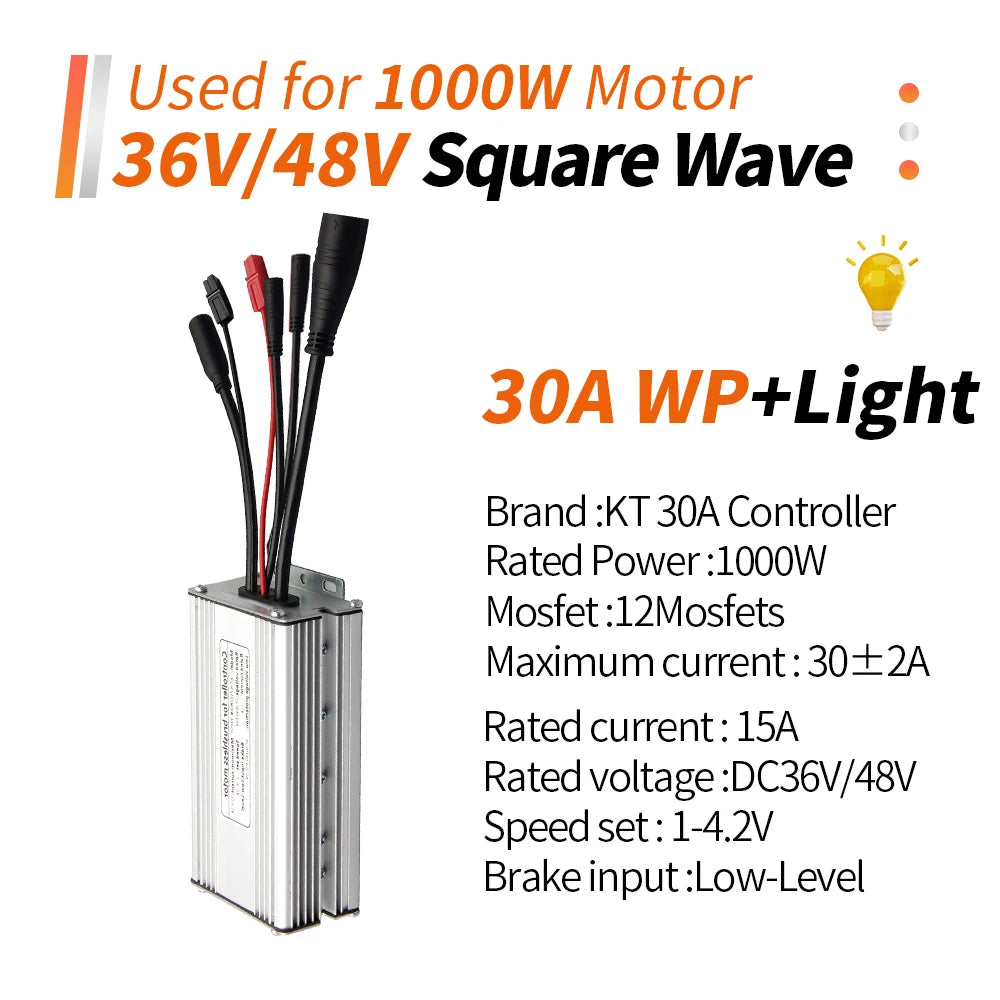 Ebike KT Controller 36V/48V LCD3 LCD4 LCD5 Display SM Waterproof Plug Electric Bicycle Squarewave Controller Conversion