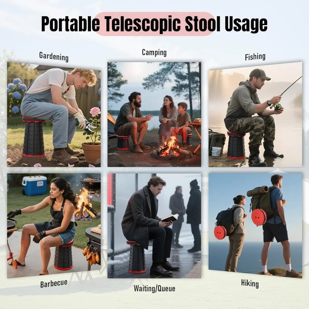 Foldable Stool, Camping Stools for Adults Thickened Portable Collapsible Retractable Stool for Fishing, Camp Chair for Hiking, B