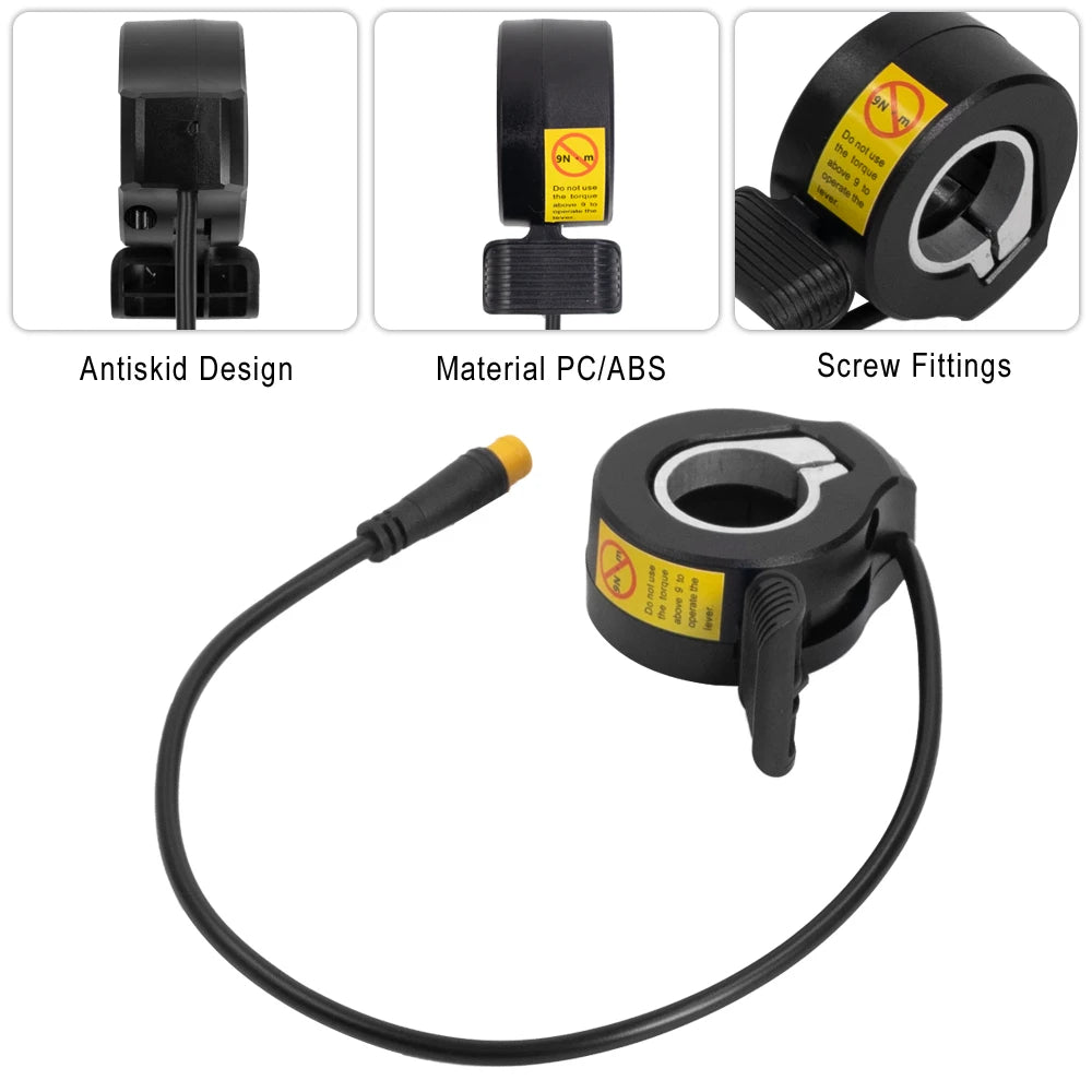 Electric Bike 130X Thumb Throttle 24V 36V 48V 60V 72V 3pin Waterproof Connector Ebikes Right/Left Hand Finger Throttle Accessory