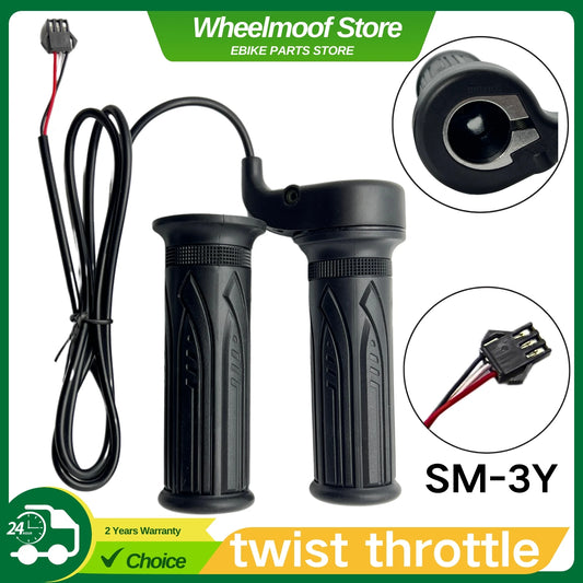 WUXING 20X Full Twist Throttle E-Bike Right Handle Throttle 24V 36V 48V 60V 72V SM Connector for Ebike or Escooter Motorcycle