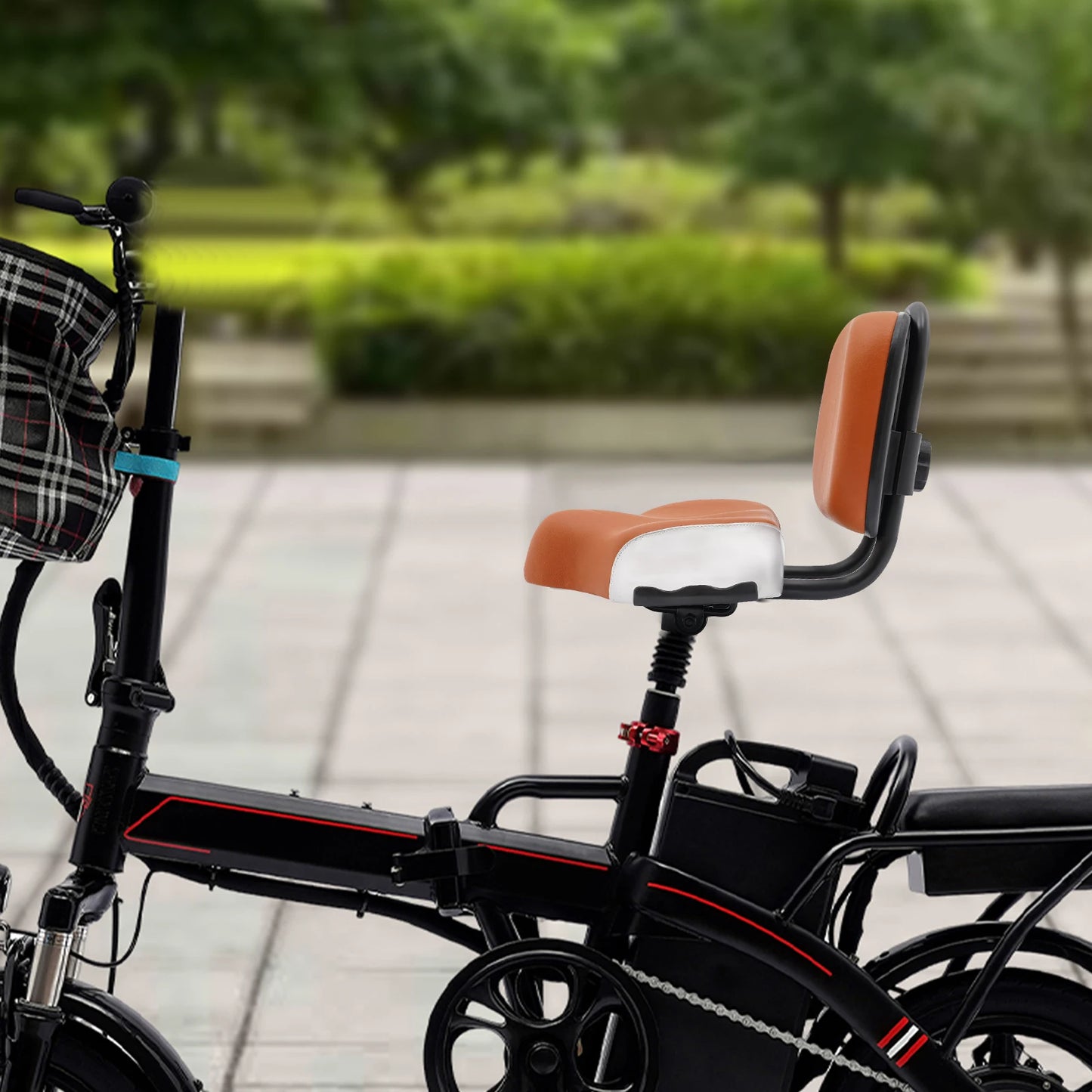 Comfortable Bike Seat with Backrest Tricycle Mountain Bike Electric Bikes Seat Cushion Extra Wide Saddle Seat Orange/Gray