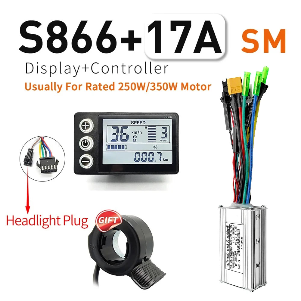 Ebike SineWave Three mode controller 24V-52V 17A 26A 30A 40A 45A TFT Display  throttle Hall unlimited motor 350W-2000W Moto